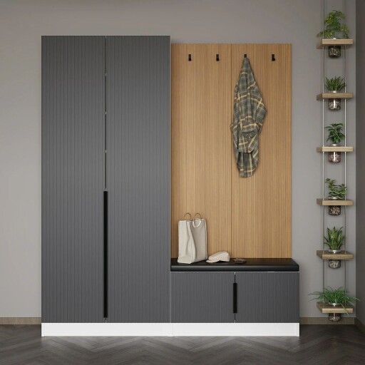 Cuier de perete, Minerva, Noah, 180x210x35 cm, PAL, Antracit