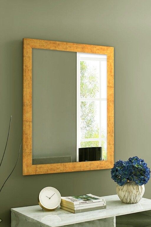 Oglinda decorativa, Leona, Framed, 40x55 cm, Plastic, Auriu