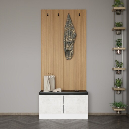 Cuier de perete, Minerva, Noah, 90x210x35 cm, PAL, Alb