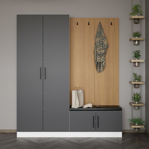 Cuier de perete, Minerva, Noah, 180x210x35 cm, PAL, Antracit