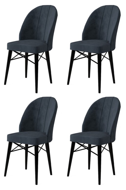 Set scaune 4 piese, Hanah Home, Ritim, Antracit / Negru