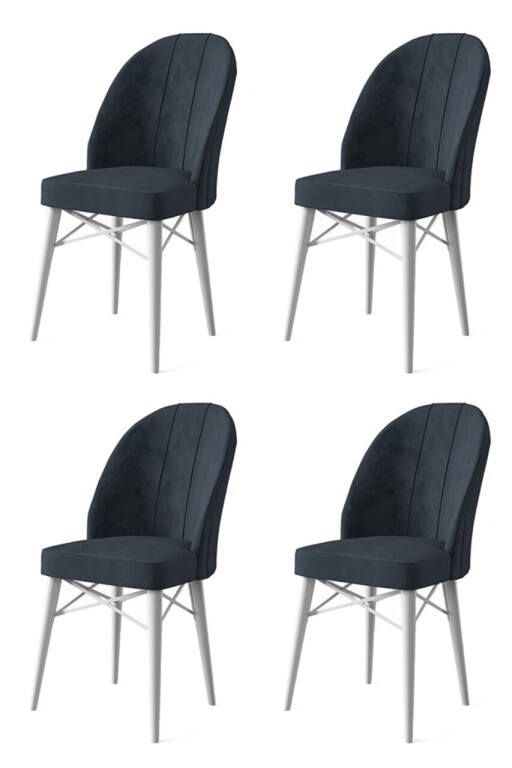 Set scaune 4 piese, Hanah Home, Ritim, Antracit/Alb