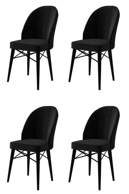 Set scaune 4 piese, Hanah Home, Ritim, Negru