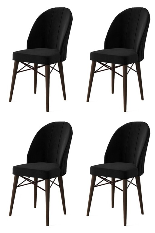 Set scaune 4 piese, Hanah Home, Ritim, Negru/Maro