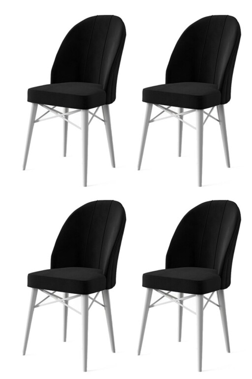 Set scaune 4 piese, Hanah Home, Ritim, Alb/Negru