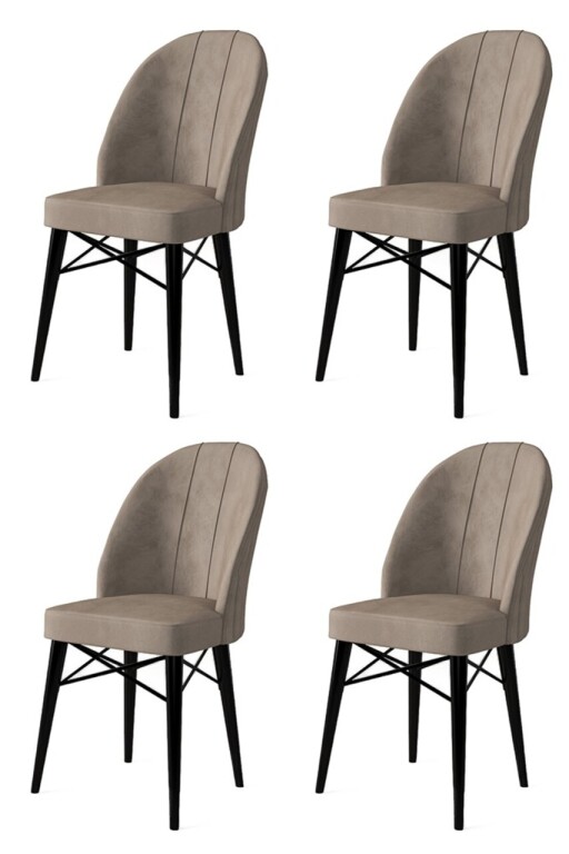 Set scaune 4 piese, Hanah Home, Ritim, Cappuccino / Negru