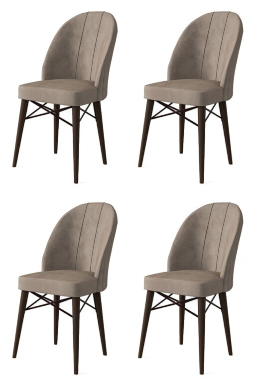 Set scaune 4 piese, Hanah Home, Ritim, Cappuccino/Maro