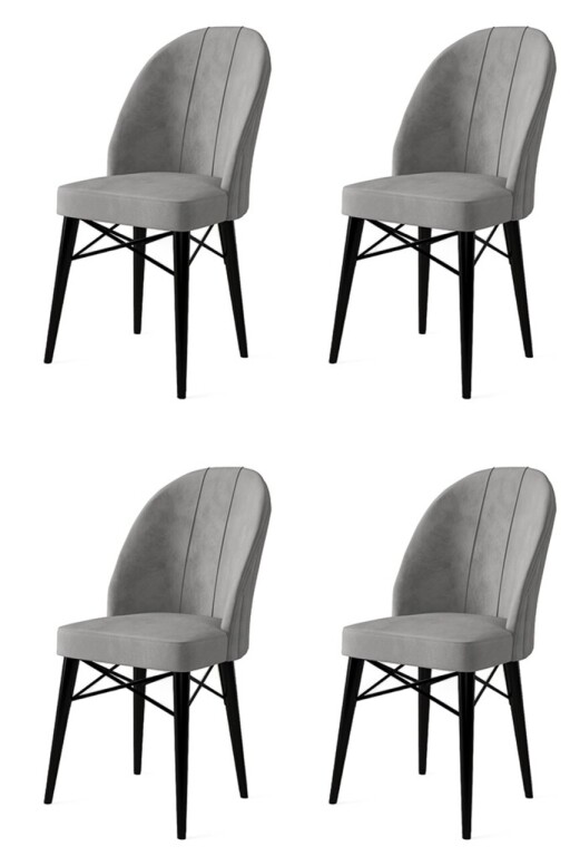 Set scaune 4 piese, Hanah Home, Ritim, Gri/Negru