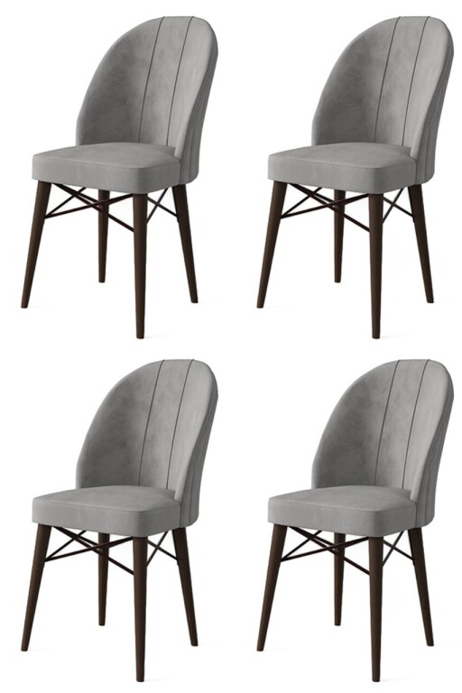 Set scaune 4 piese, Hanah Home, Ritim, Gri/Maro