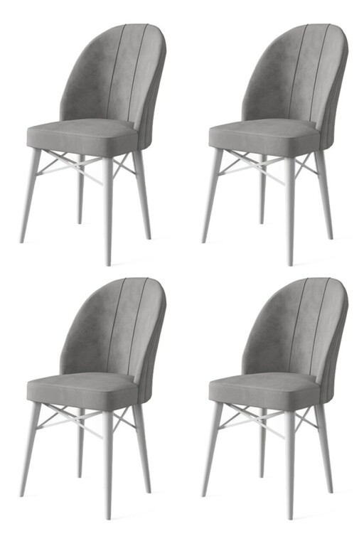 Set scaune 4 piese, Hanah Home, Ritim, Gri/Alb