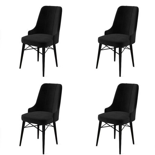 Set scaune 4 piese, Hanah Home, Pare, Negru