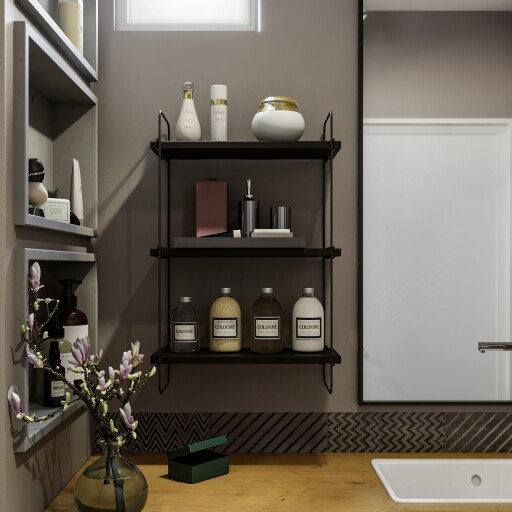 Raft de perete, Kalune Design, Pulalis, 40x66x20 cm, PAL, Antracit