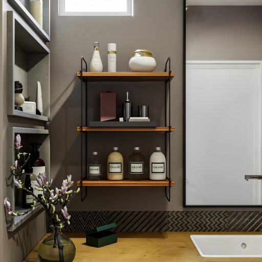 Raft de perete, Kalune Design, Pulalis, 40x66x20 cm, PAL, Maro