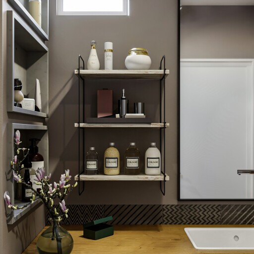 Raft de perete, Kalune Design, Pulalis, 40x66x20 cm, PAL, Alb / Marmura