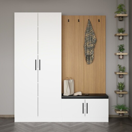 Cuier de perete, Minerva, Noah, 180x210x35 cm, PAL, Alb