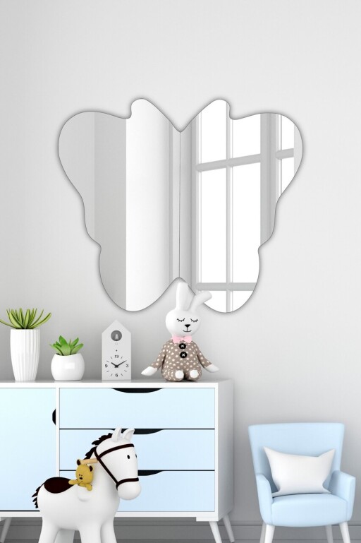 Oglinda decorativa, Mirrorland, Butterfly Silver, Oglinda acrilica;MDF, Argintiu