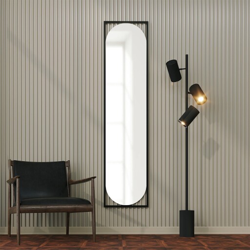 Oglinda decorativa, Neostill, Henri, 40x167 cm, MDF , Negru