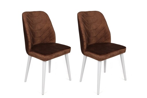 Set scaune 2 piese, Nmobb, Dallas-586 V2, Lemn, Maro/Alb