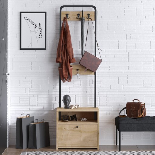 Cuier de perete, Emerald, Quinn, 50x170x35 cm, PAL, Maro