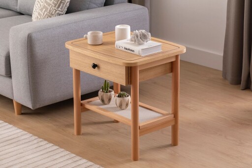 Noptiera, Hanah Home, Daisy Drawer, Natural/Lemn