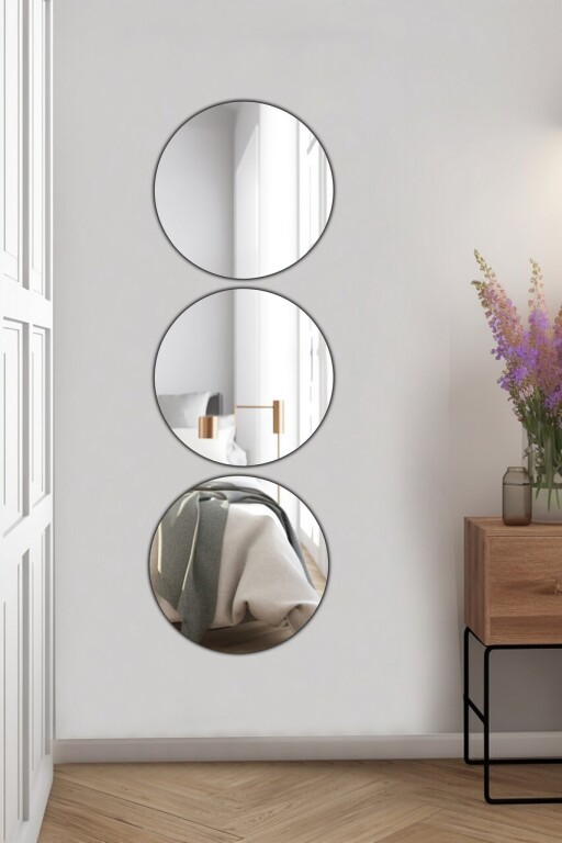 Oglinda decorativa, Mirrorland, Round, Oglinda acrilica;MDF, Argintiu