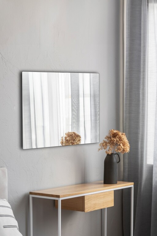 Oglinda decorativa, Mirrorland, Rectangular, Oglinda acrilica;MDF, Argintiu