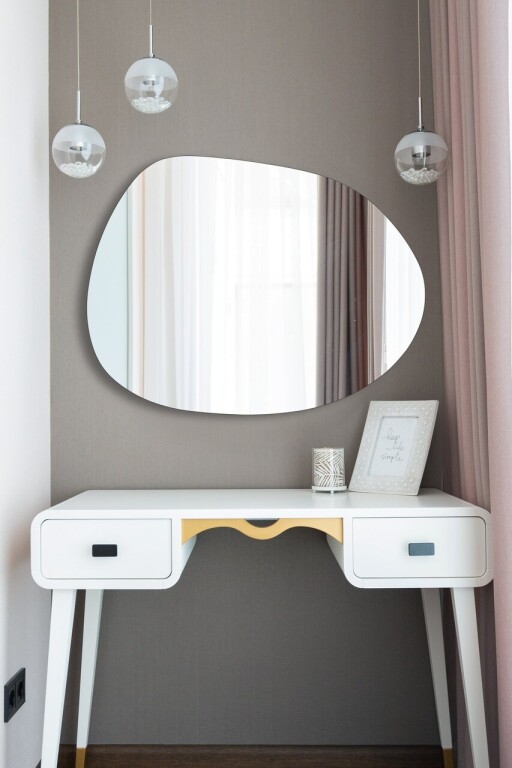 Oglinda decorativa, Mirrorland, Piago, Oglinda acrilica;MDF, Argintiu