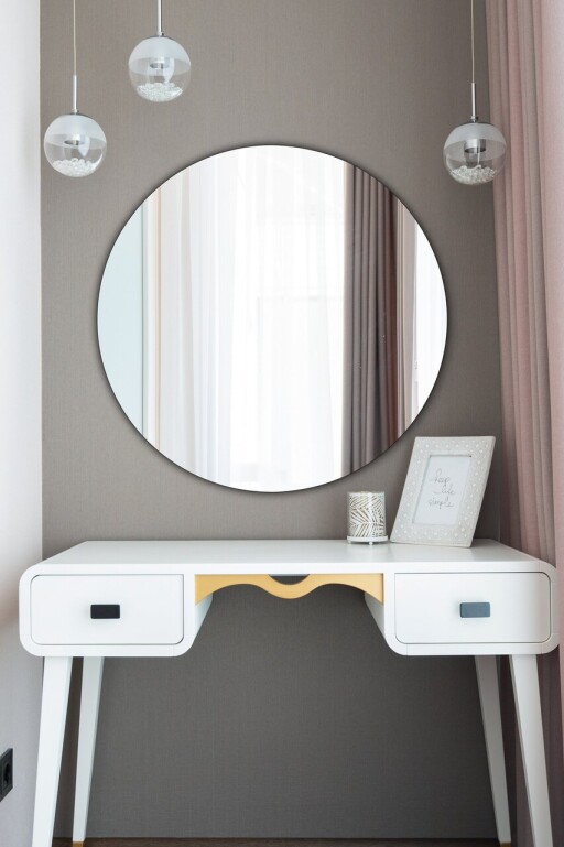 Oglinda decorativa, Mirrorland, Round, Oglinda acrilica;MDF, Argintiu