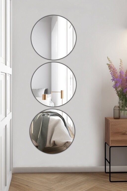 Oglinda decorativa, Mirrorland, Round, Oglinda acrilica;MDF, Argintiu