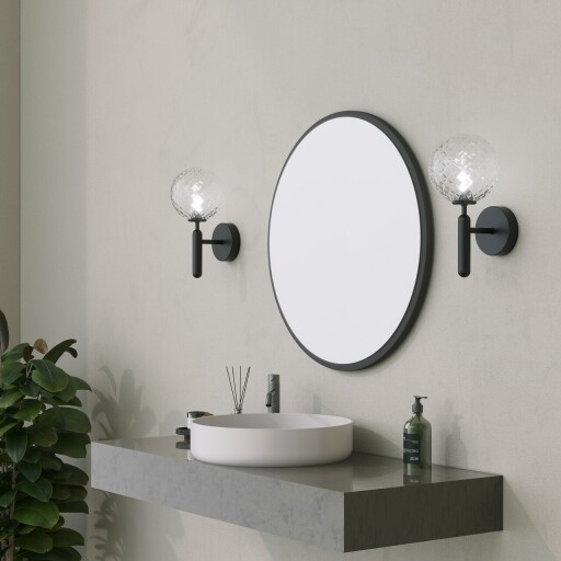 Oglinda decorativa, Neostill, Yuvarlak Mirror, 60x60x1 cm, MDF , Negru