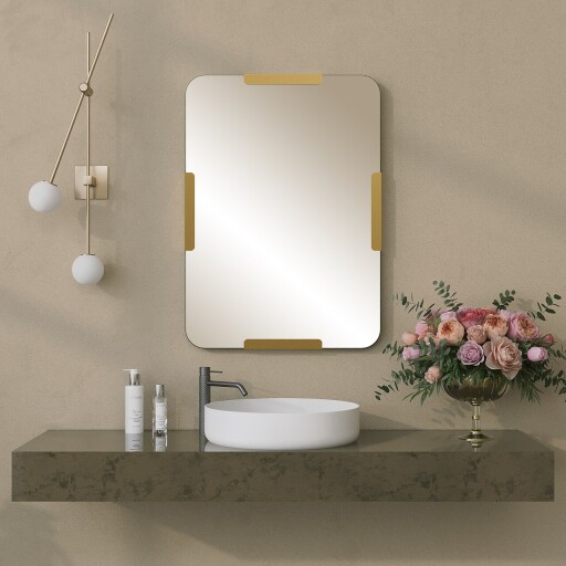 Oglinda decorativa, Neostill, Pera Mirror, Metal, Auriu