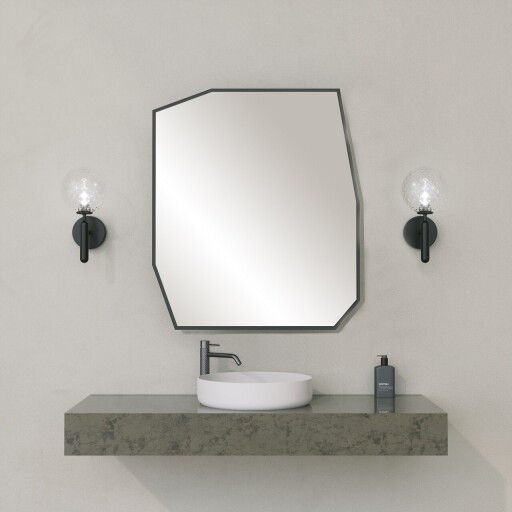 Oglinda decorativa, Neostill, Quartz Mirror, 70x60x2 cm, MDF , Negru