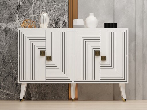 Consola, Odessa, Ahart, 120x80x30 cm, PAL, Alb/Auriu