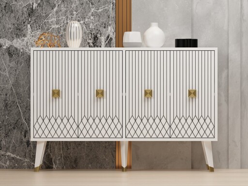 Consola, Odessa, Carbın, 120x80x30 cm, PAL, Alb/Auriu