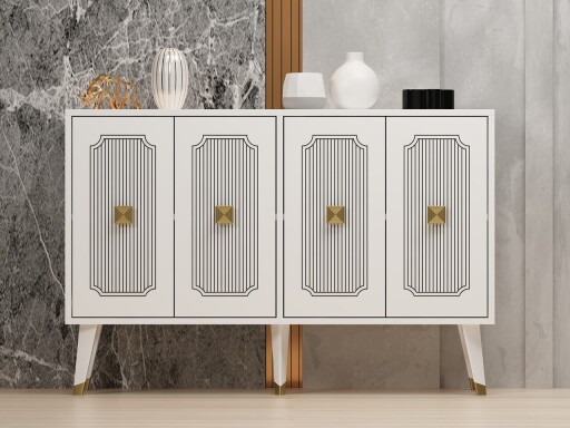 Consola, Odessa, Derasi, 120x80x30 cm, PAL, Alb/Auriu