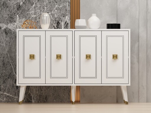 Consola, Odessa, Hartın, 120x80x30 cm, PAL, Alb/Auriu