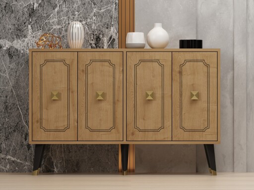 Consola, Odessa, Roland, 120x80x30 cm, PAL, Stejar safir / Aur