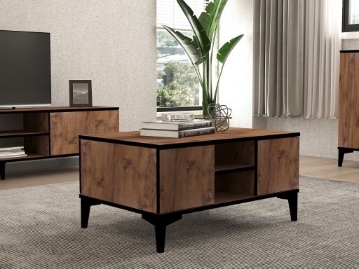 Masuta de cafea, Puqa Design, Cide, 90x45x60 cm, PAL, Pin Atlantic / Negru