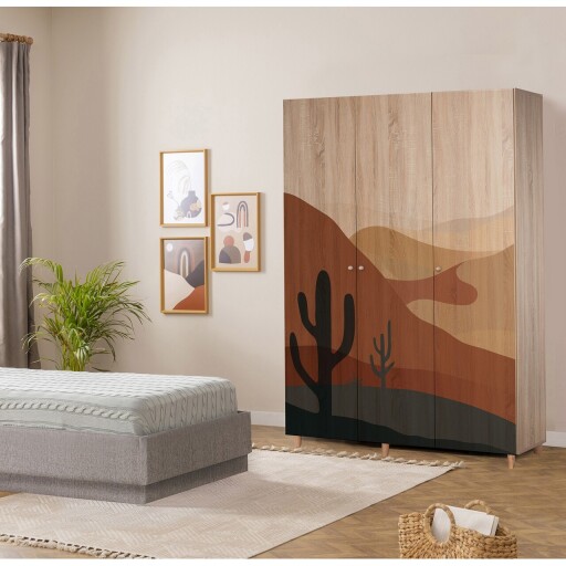 Dulap pentru haine, Vella, Lena 3 -905, 135x192x52 cm, PAL, Sonomo