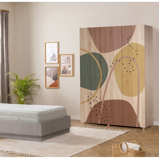 Dulap pentru haine, Vella, Lena 3 -911, 135x192x52 cm, PAL, Sonomo