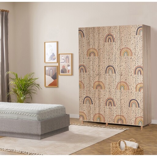 Dulap pentru haine, Vella, Lena 3 -912, 135x192x52 cm, PAL, Sonomo