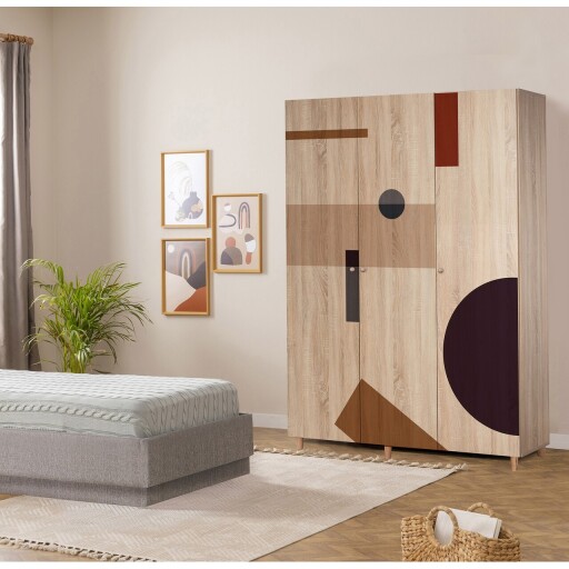 Dulap pentru haine, Vella, Lena 3 -969, 135x192x52 cm, PAL, Sonomo