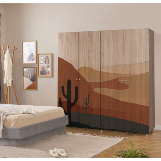 Dulap pentru haine, Vella, Loni 4 -905, 180x192x52 cm, PAL, Sonomo