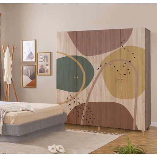 Dulap pentru haine, Vella, Loni 4 -911, 180x192x52 cm, PAL, Sonomo