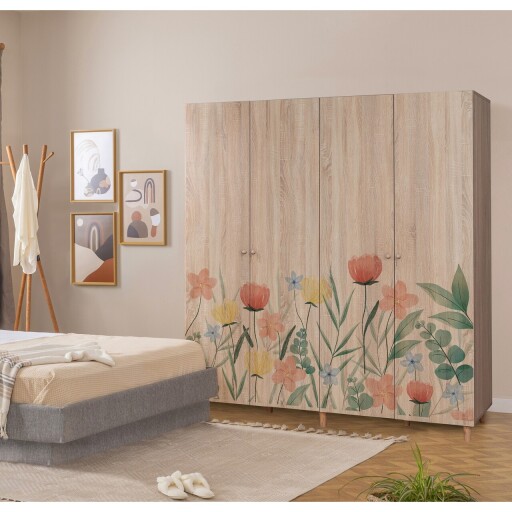 Dulap pentru haine, Vella, Loni 4 -915, 180x192x52 cm, PAL, Sonomo