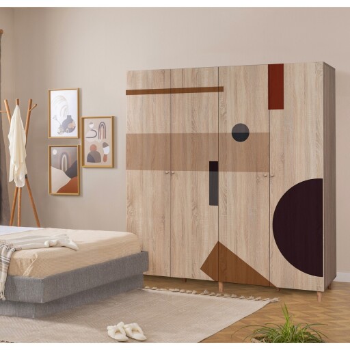 Dulap pentru haine, Vella, Loni 4 -969, 180x192x52 cm, PAL, Sonomo