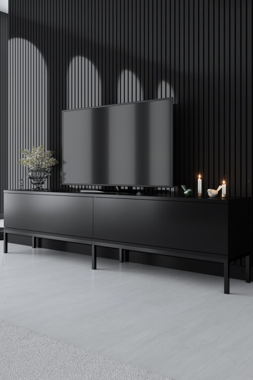 Comoda TV, Bexley, Lord, 180x47x30 cm, PAL, Negru