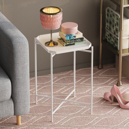 Masuta de cafea, Cerritos, Shb-008-B, 46x56x46 cm, Metal, Alb