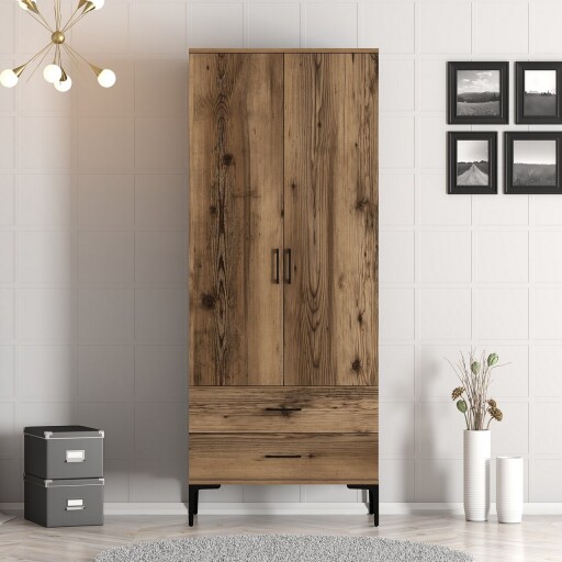 Dulap pentru haine, Hommy Craft, Kumsal T, 80x47 cm, PAL, Maro