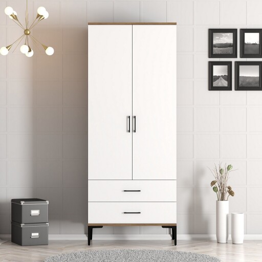 Dulap pentru haine, Hommy Craft, Kumsal T, 80x47 cm, PAL, Nuc/Alb